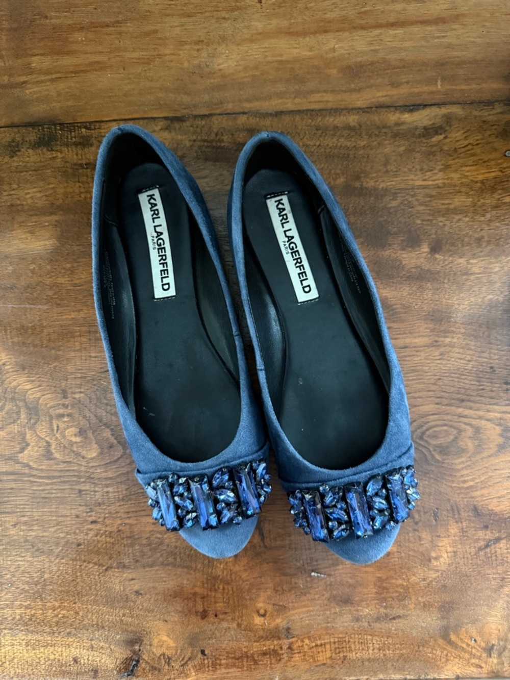 Karl Lagerfeld Viola Suede Jeweled Ballet Flats